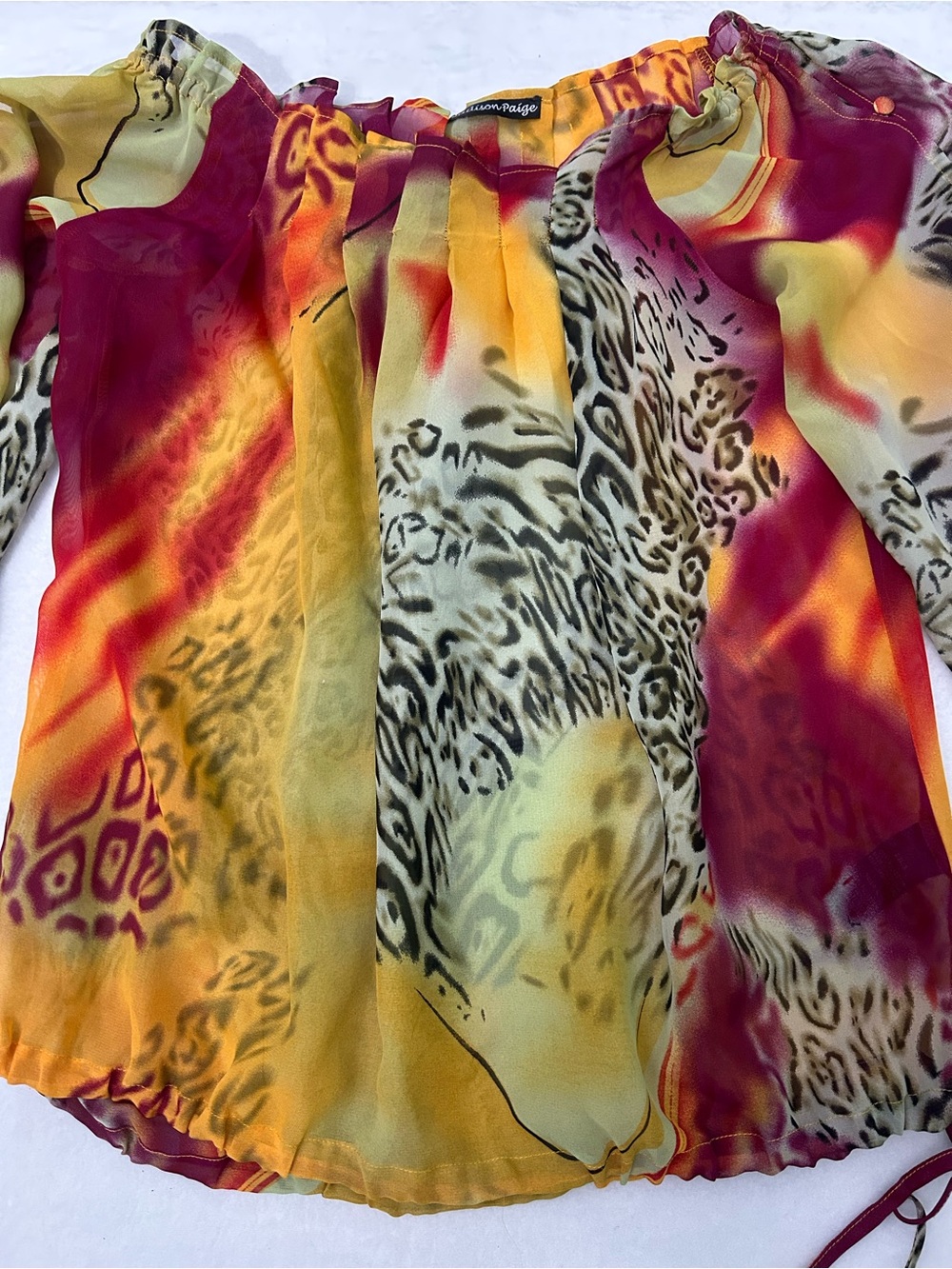 Madison Paige Multicolor Animal-Print Chiffon Blouse
